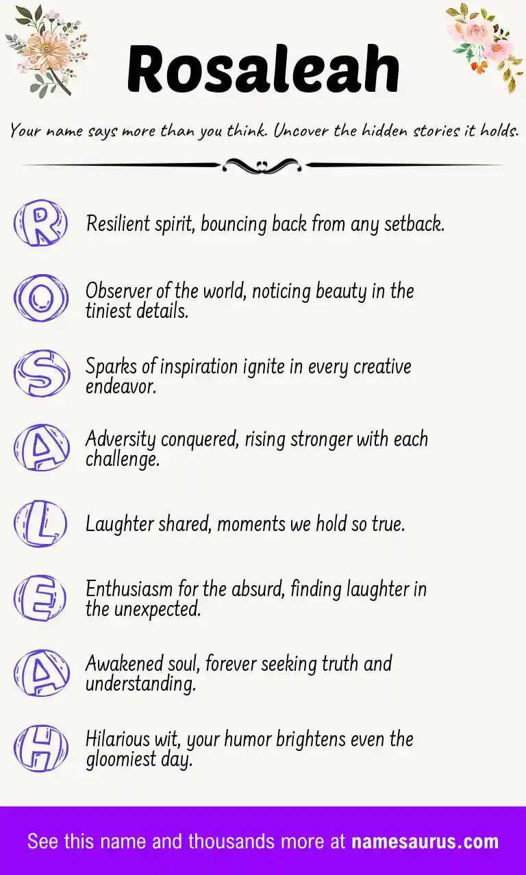 Acrostic poem about Rosaleah.