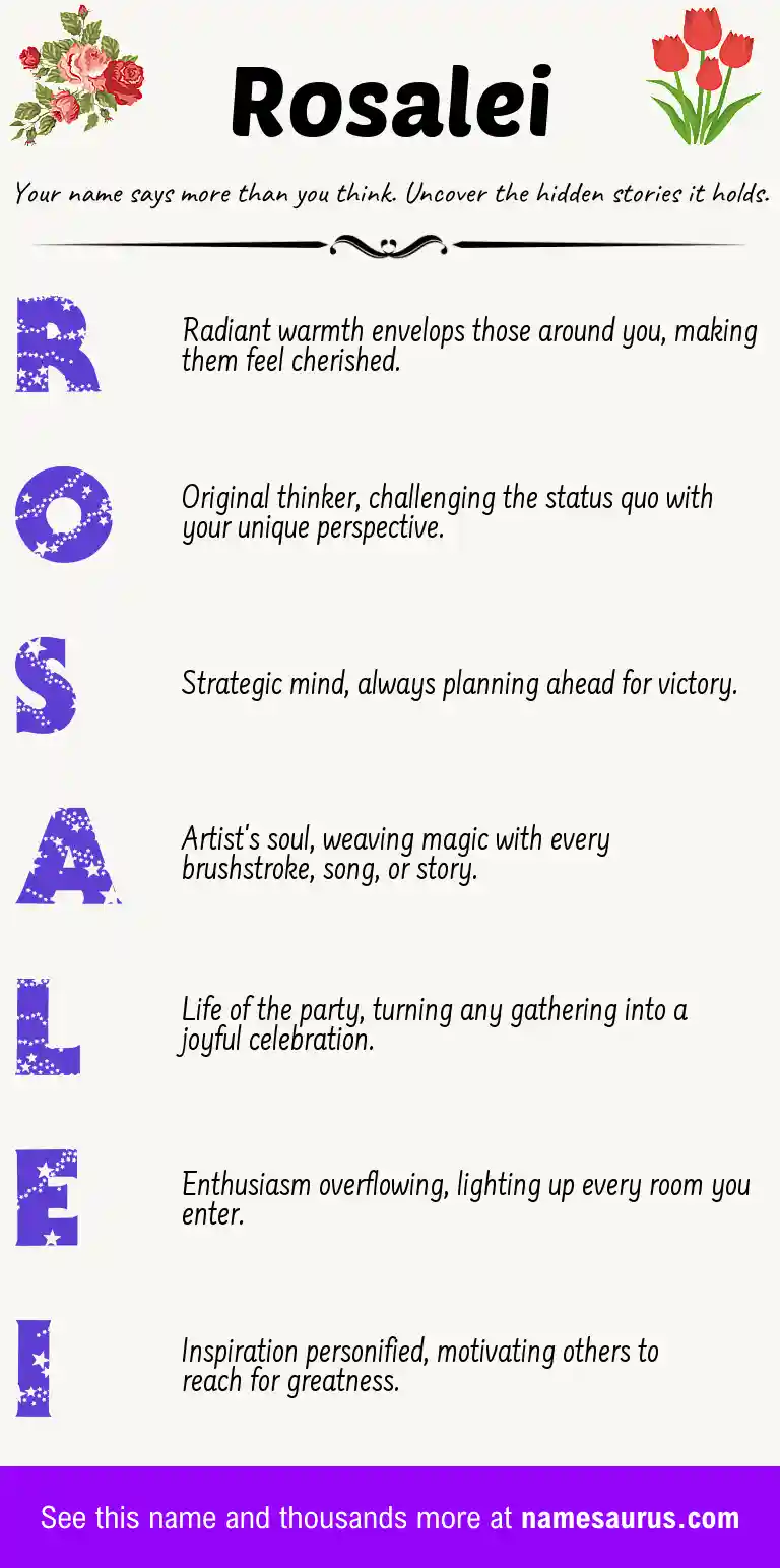 Acrostic poem about Rosalei.