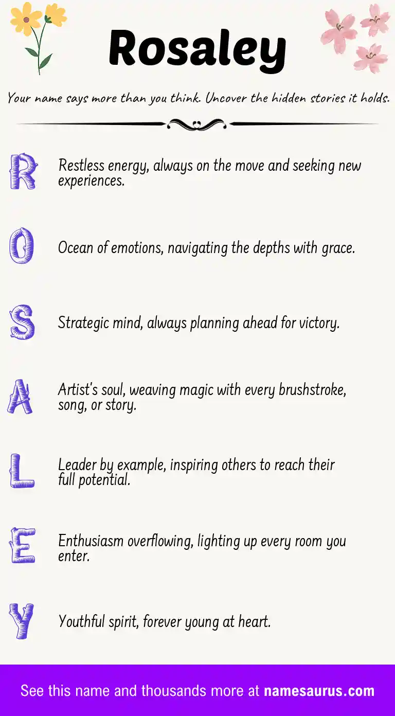 Acrostic poem about Rosaley.