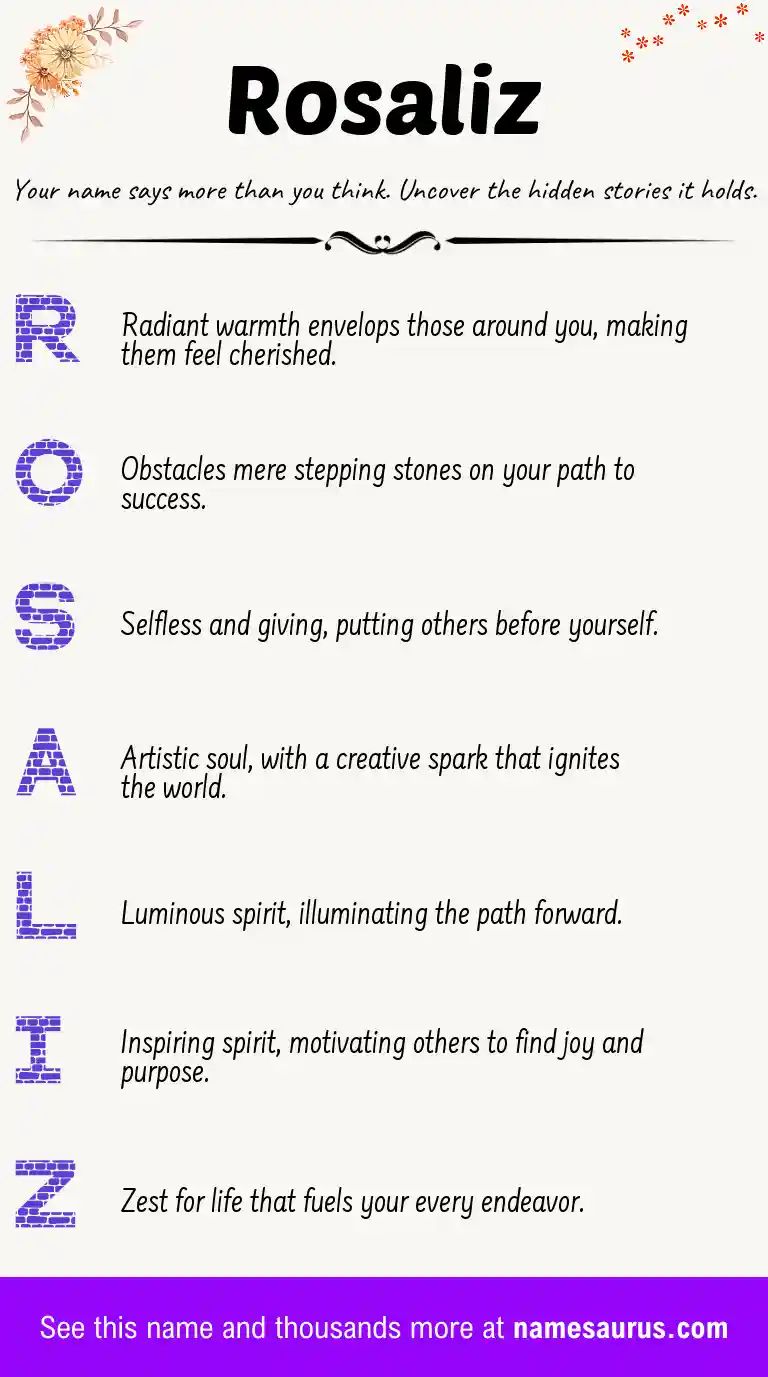 Acrostic poem about Rosaliz.