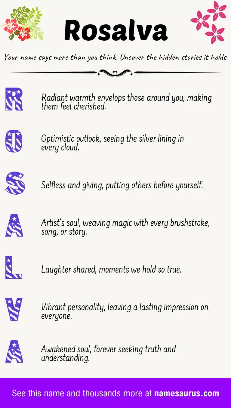 Acrostic poem about Rosalva.