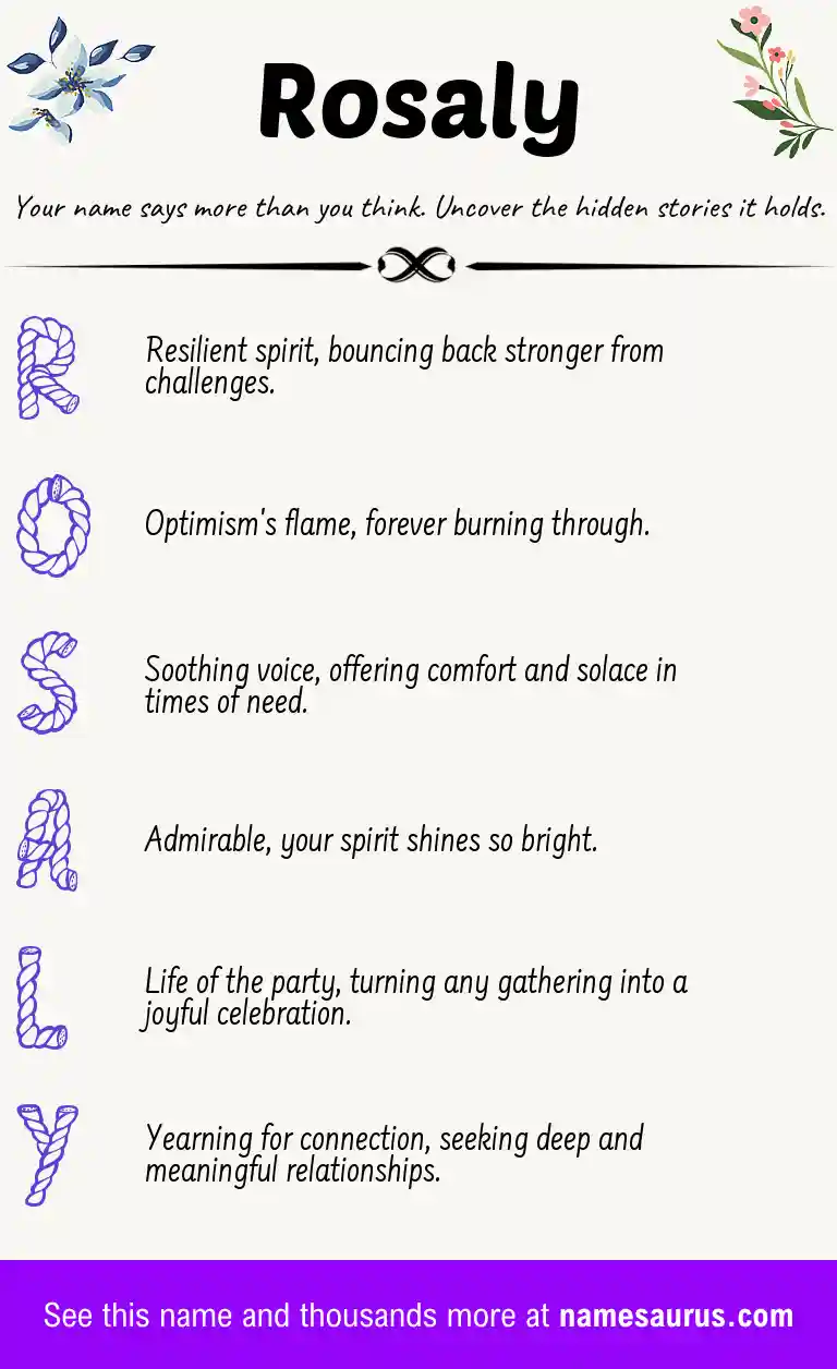 Acrostic poem about Rosaly.