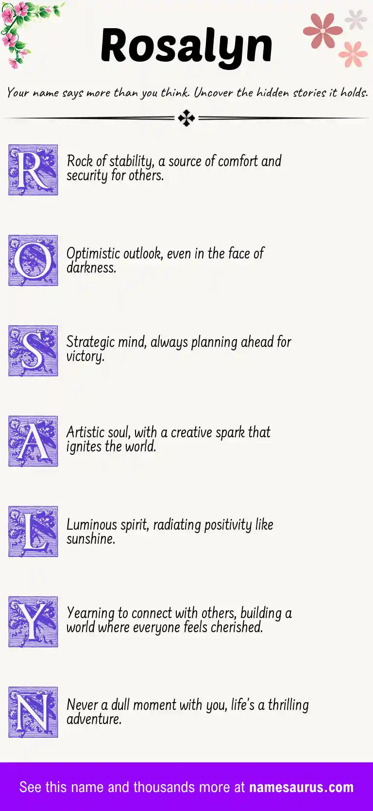 Acrostic poem about Rosalyn.