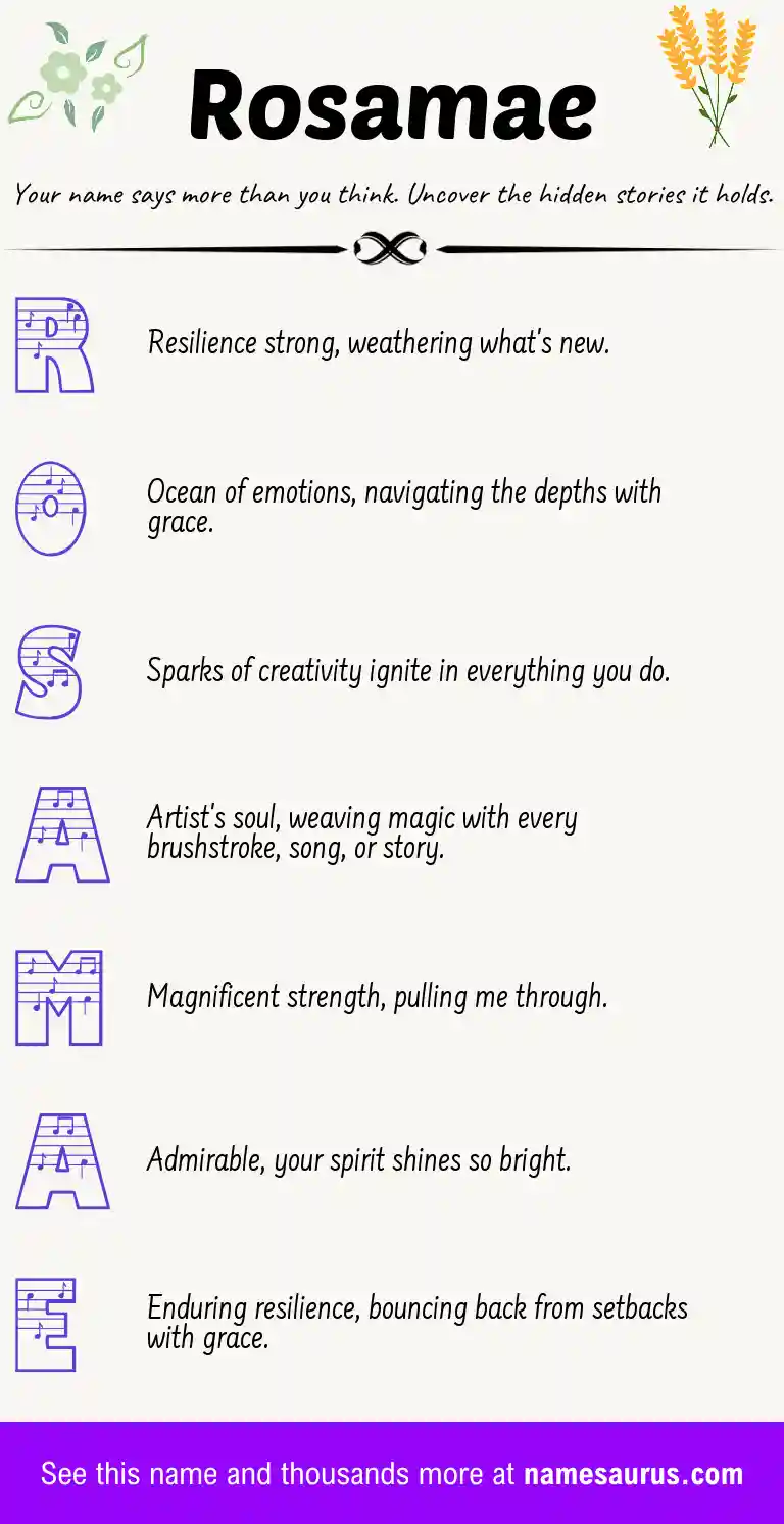 Acrostic poem about Rosamae.