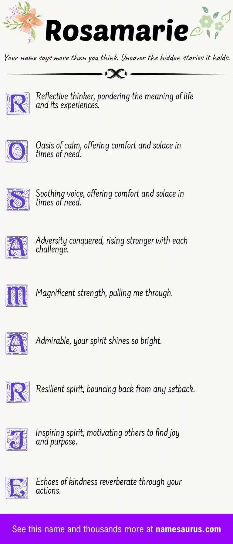 Acrostic poem about Rosamarie.