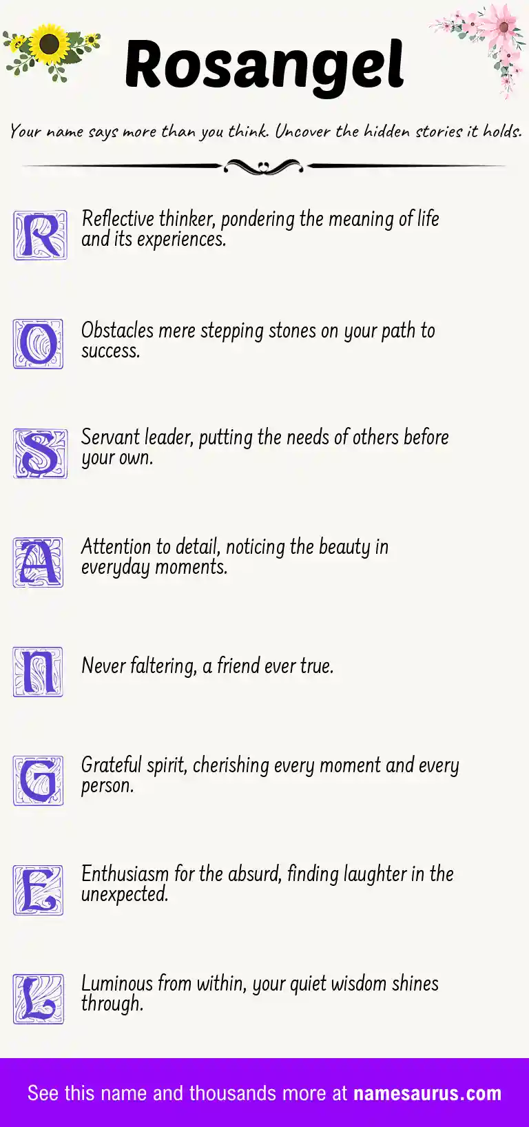 Acrostic poem about Rosangel.