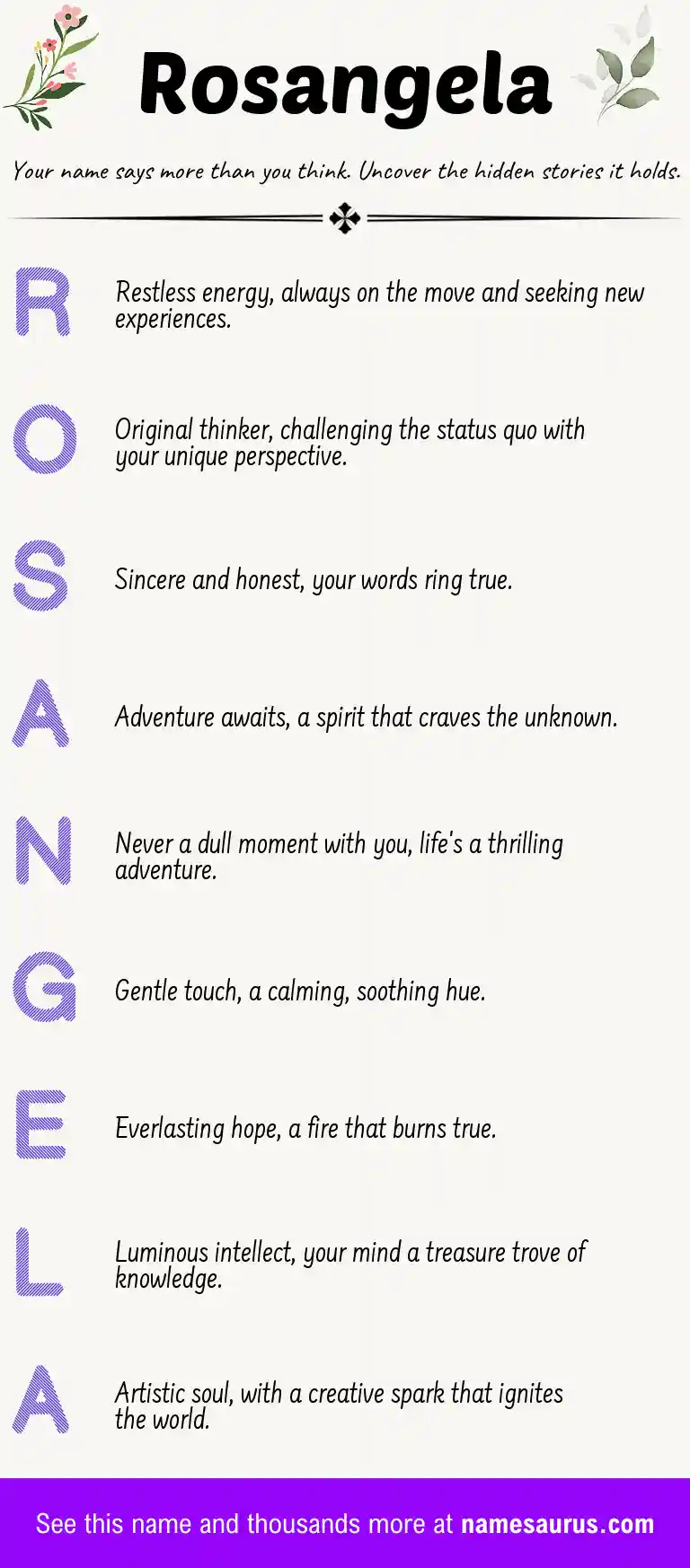Acrostic poem about Rosangela.