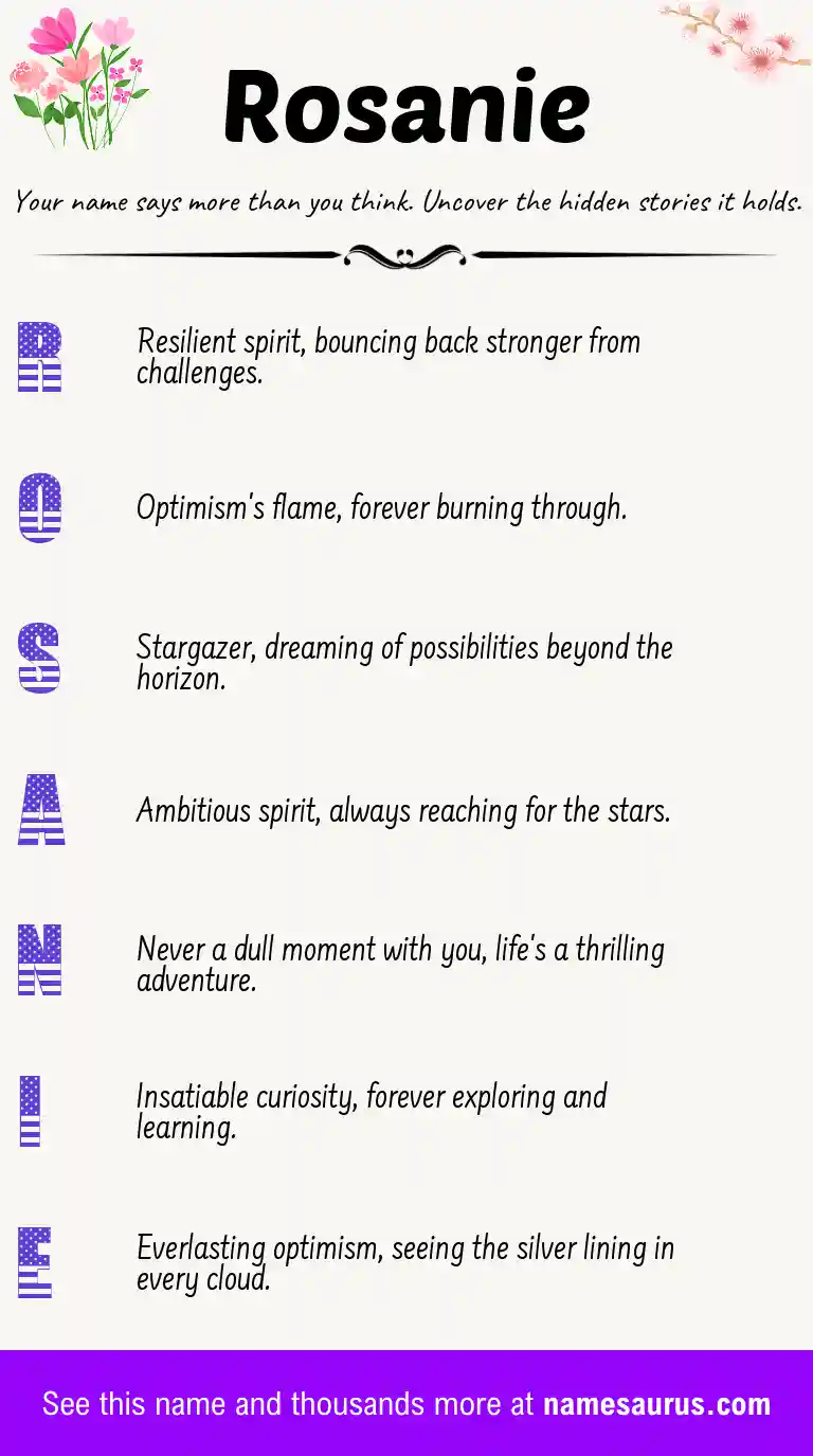 Acrostic poem about Rosanie.