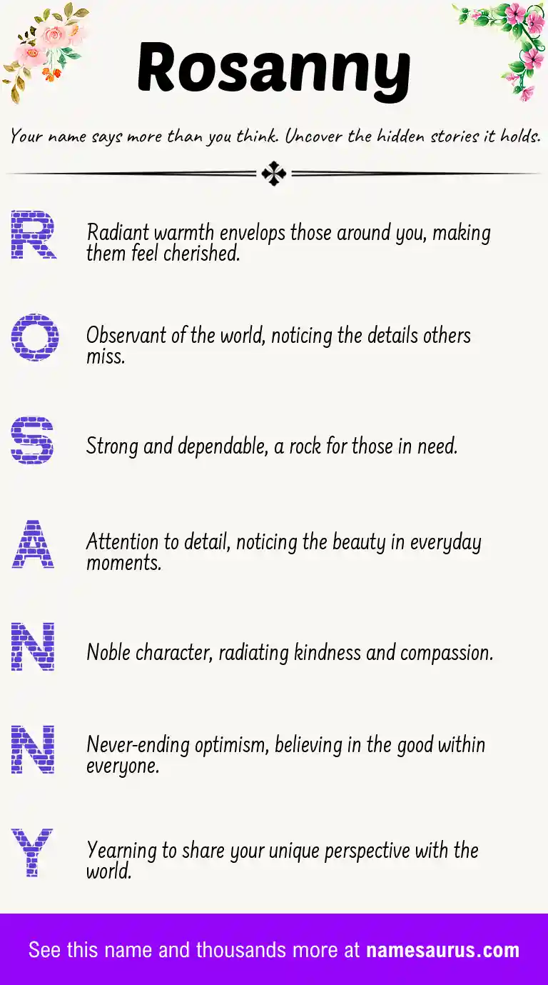 Acrostic poem about Rosanny.
