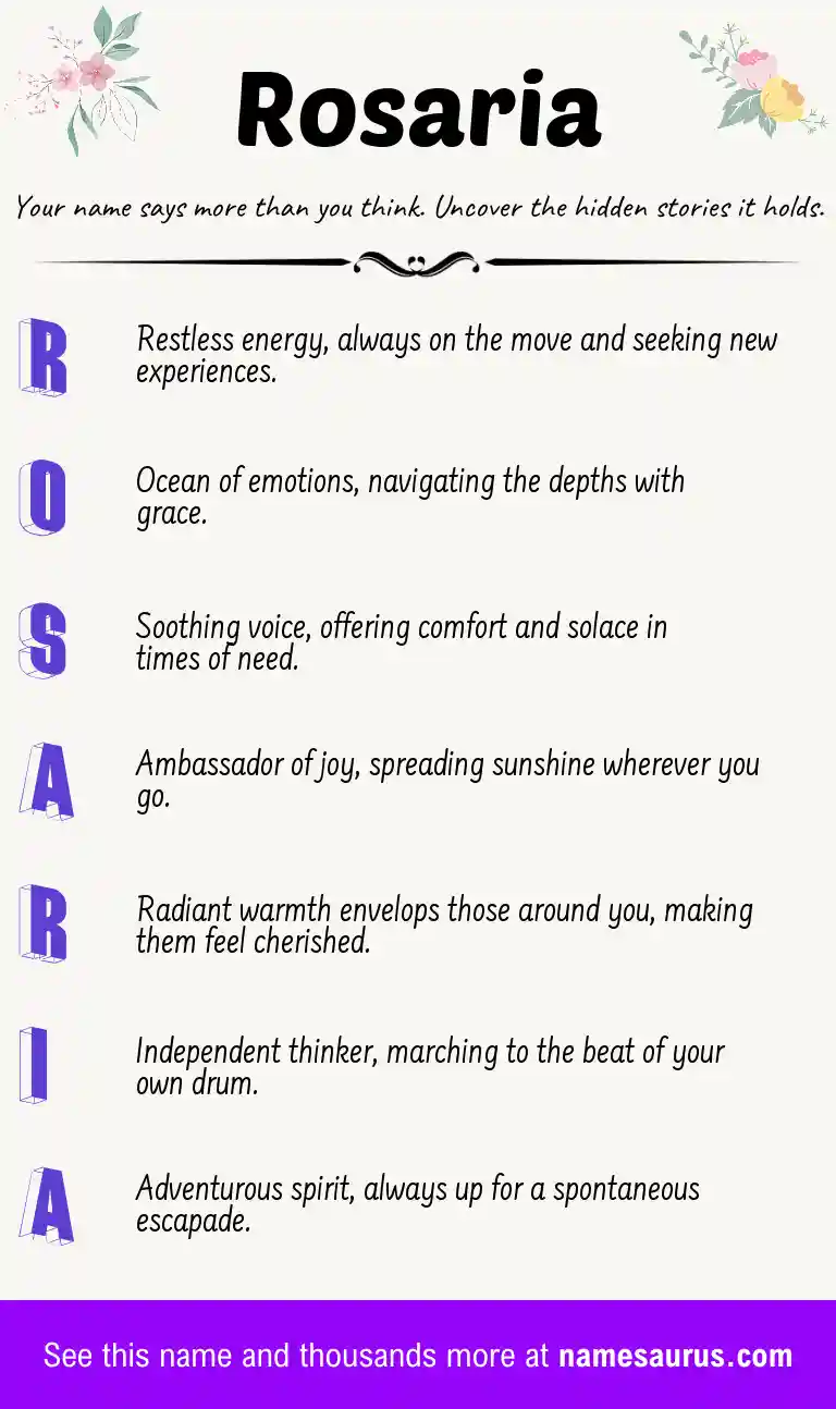 Acrostic poem about Rosaria.