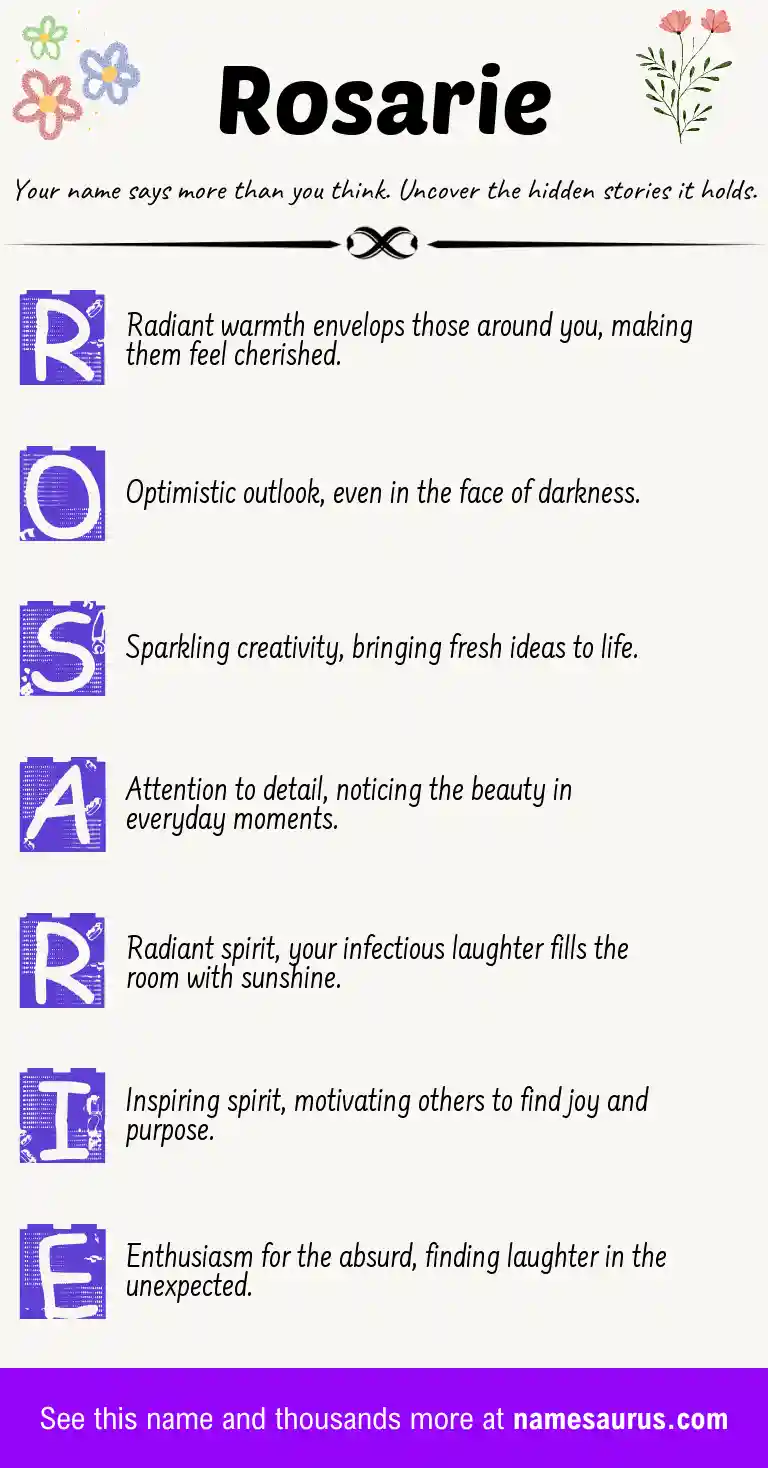 Acrostic poem about Rosarie.