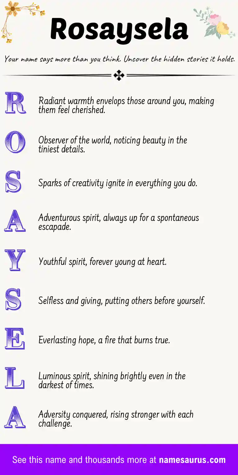 Acrostic poem about Rosaysela.