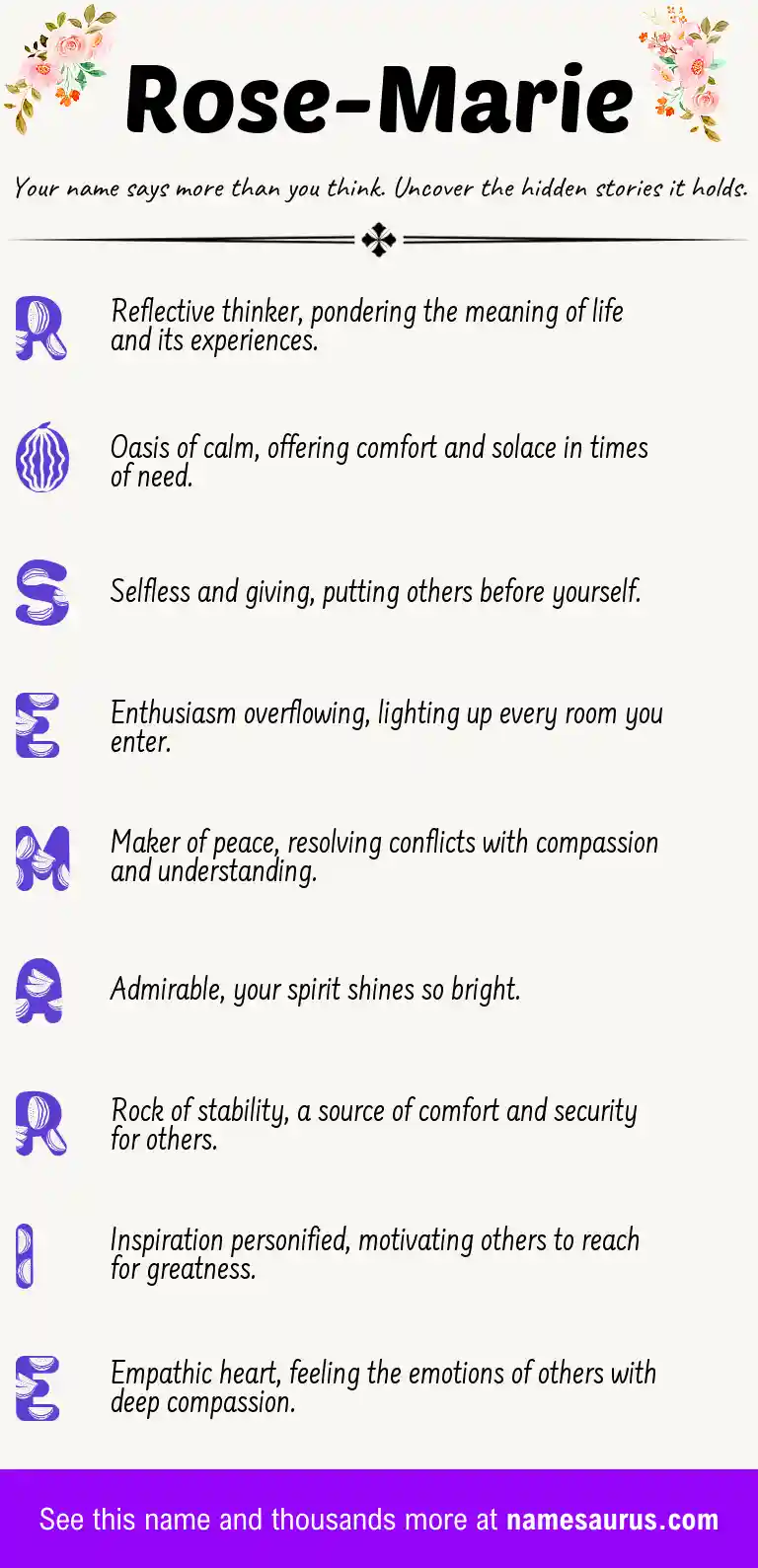 Acrostic poem about Rose-Marie.