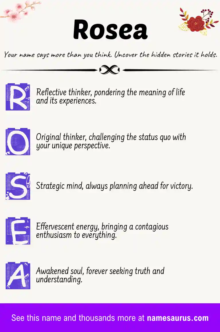Acrostic poem about Rosea.