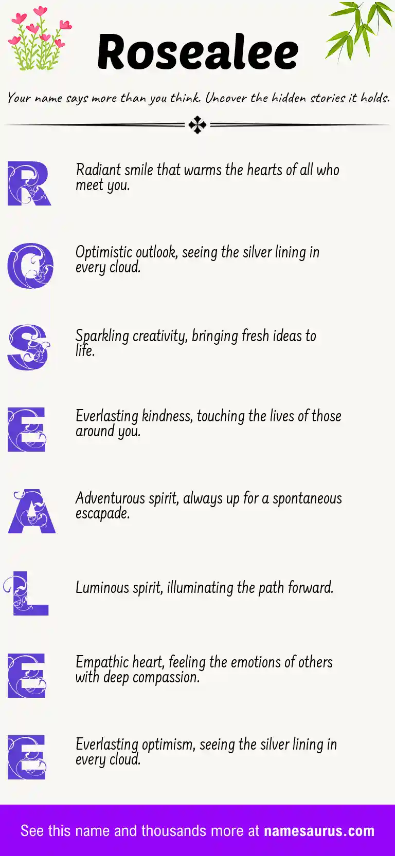Acrostic poem about Rosealee.