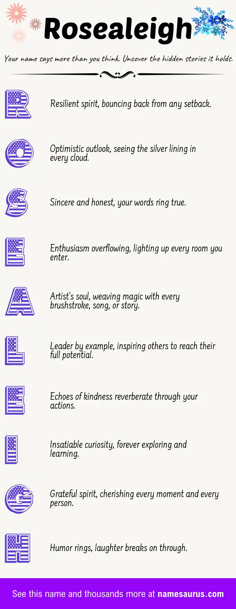 Acrostic poem about Rosealeigh.