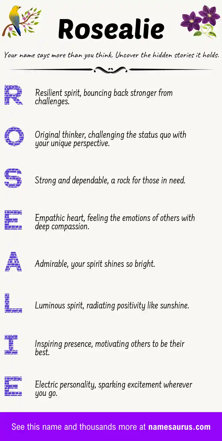 Acrostic poem about Rosealie.