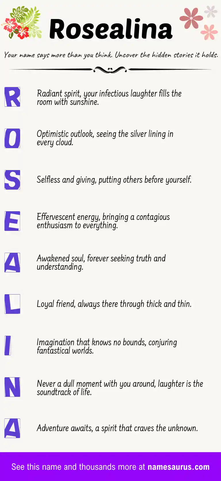 Acrostic poem about Rosealina.