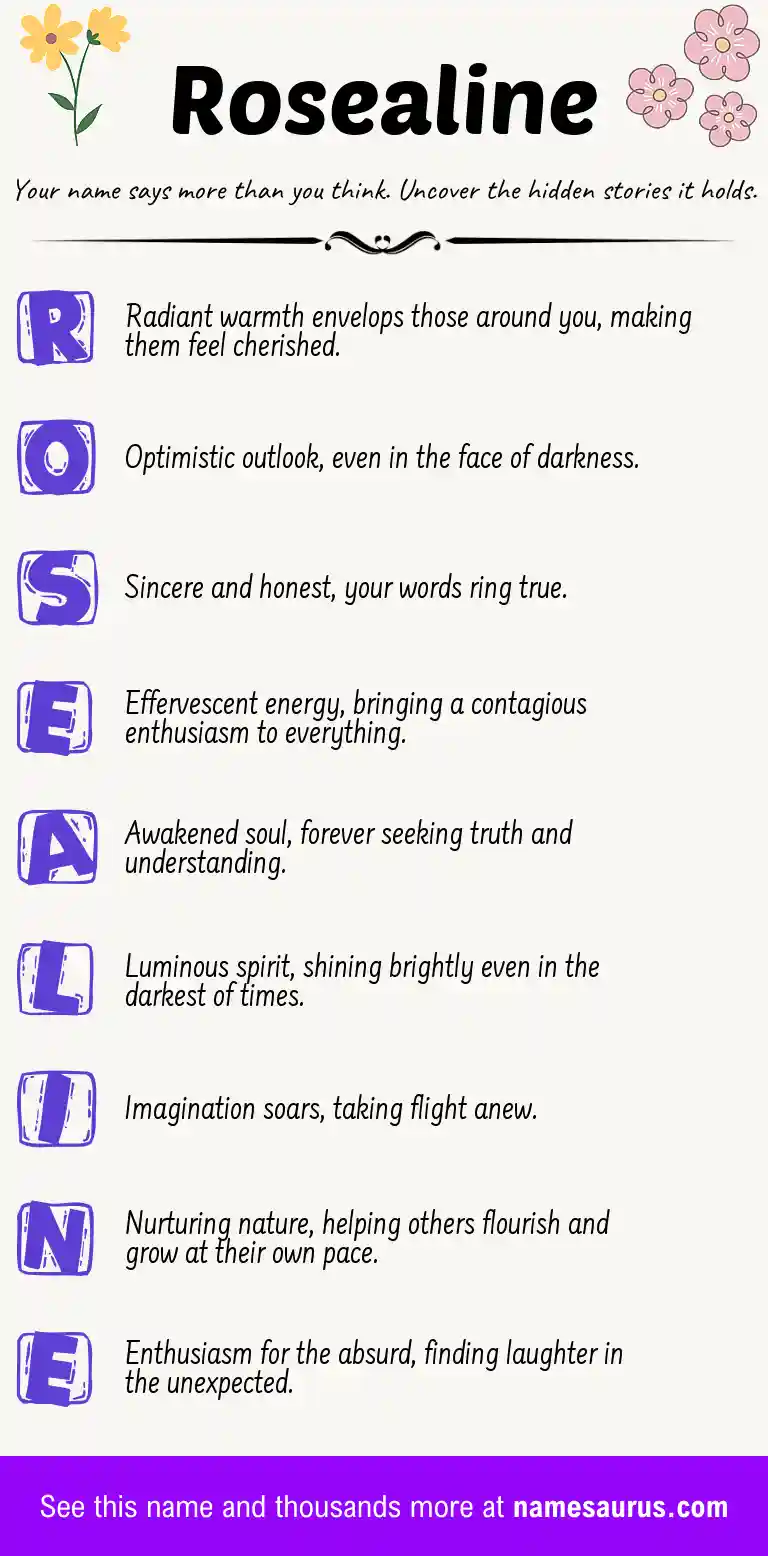 Acrostic poem about Rosealine.