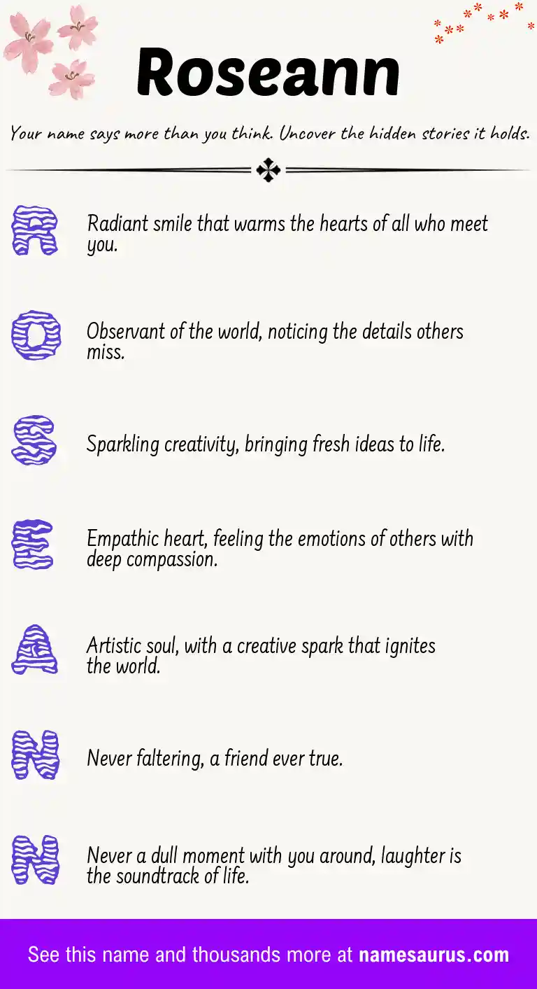 Acrostic poem about Roseann.