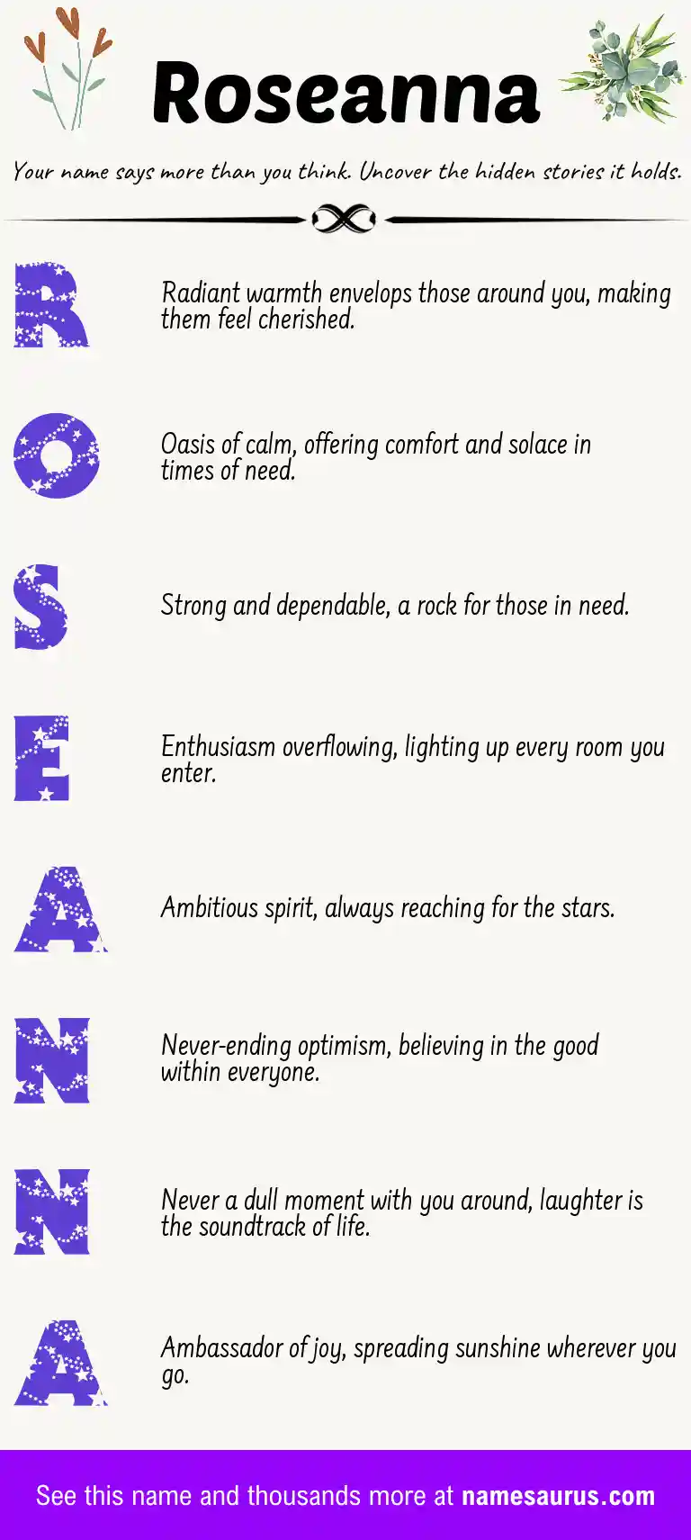 Acrostic poem about Roseanna.