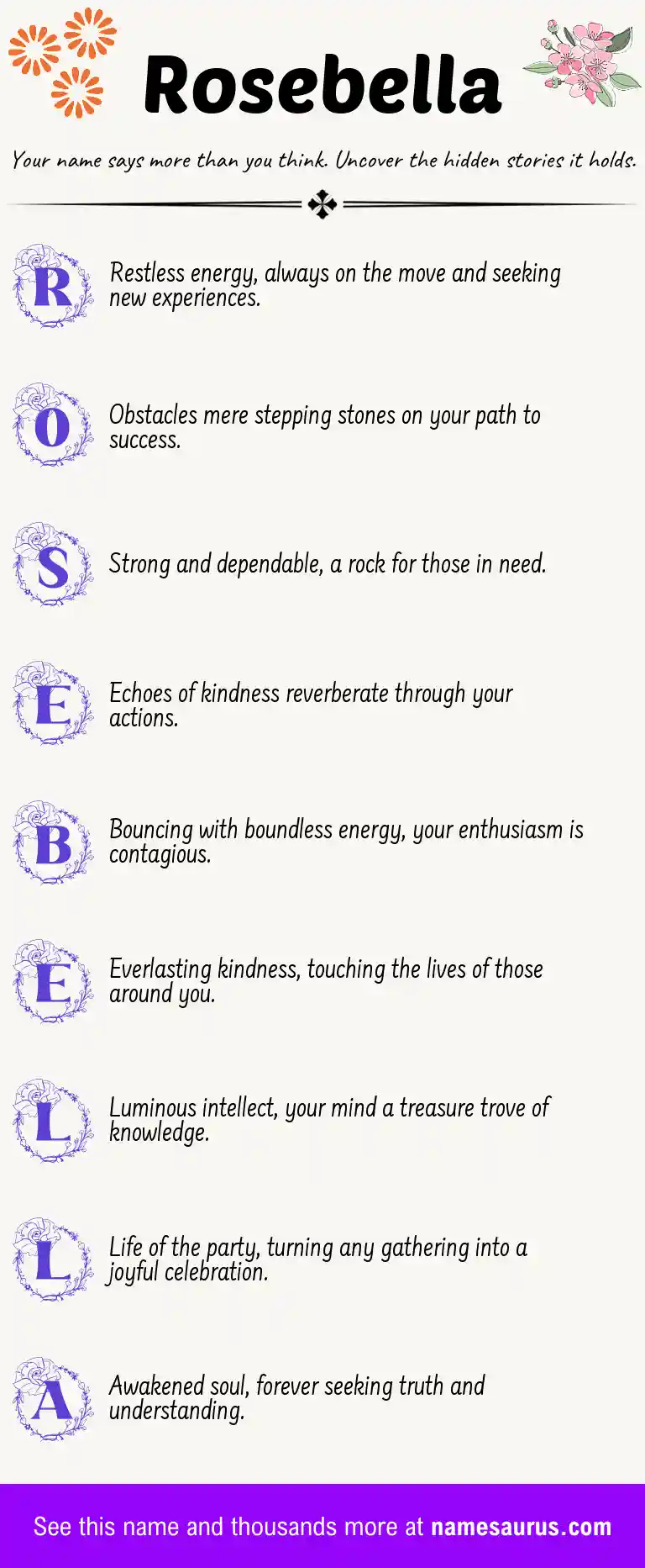Acrostic poem about Rosebella.