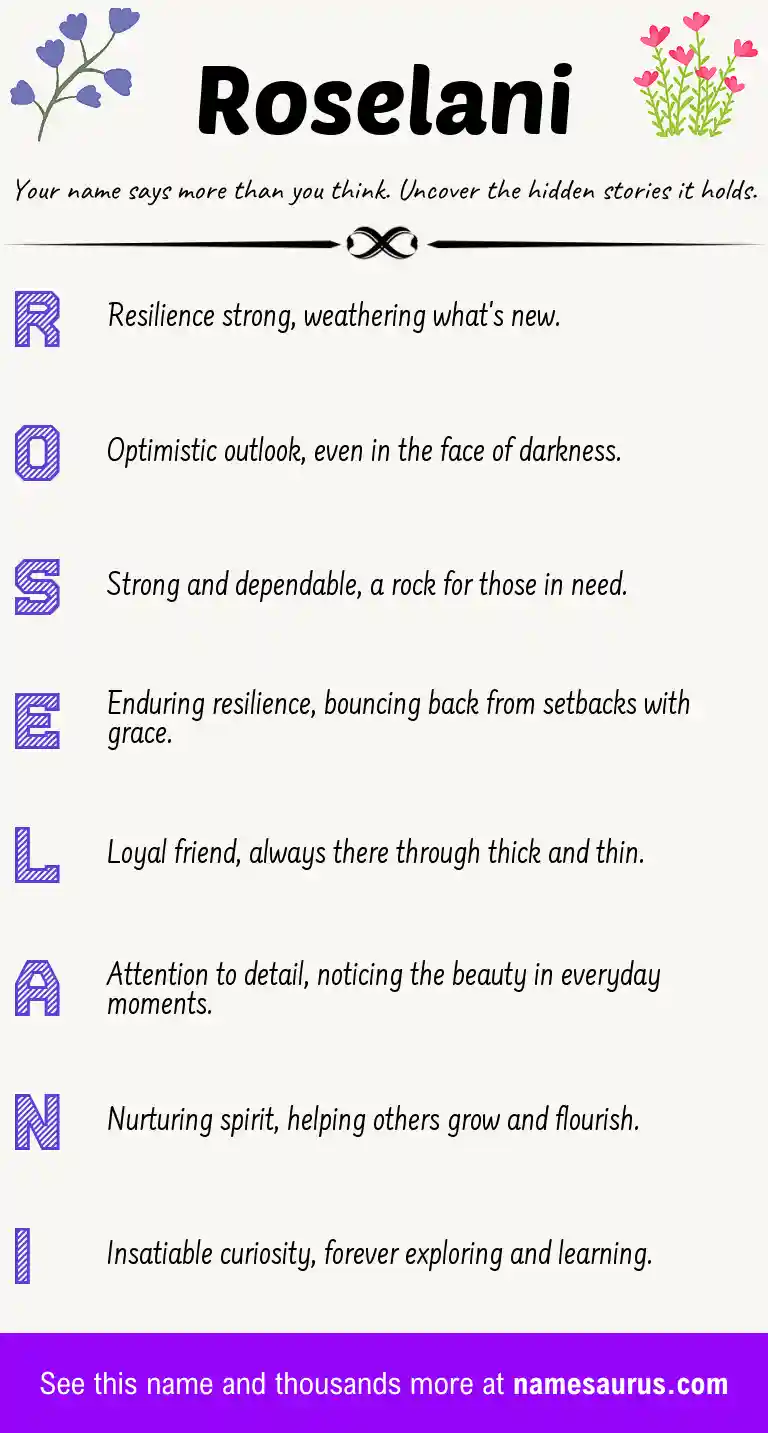 Acrostic poem about Roselani.