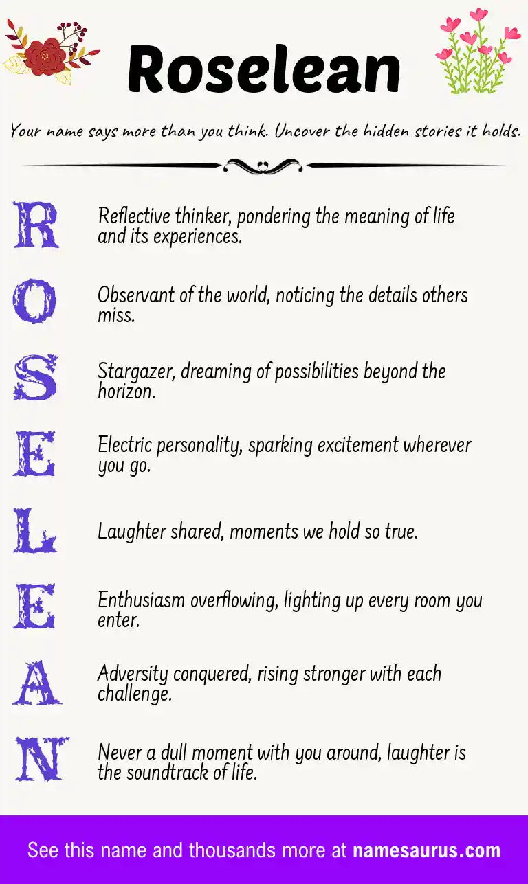 Acrostic poem about Roselean.