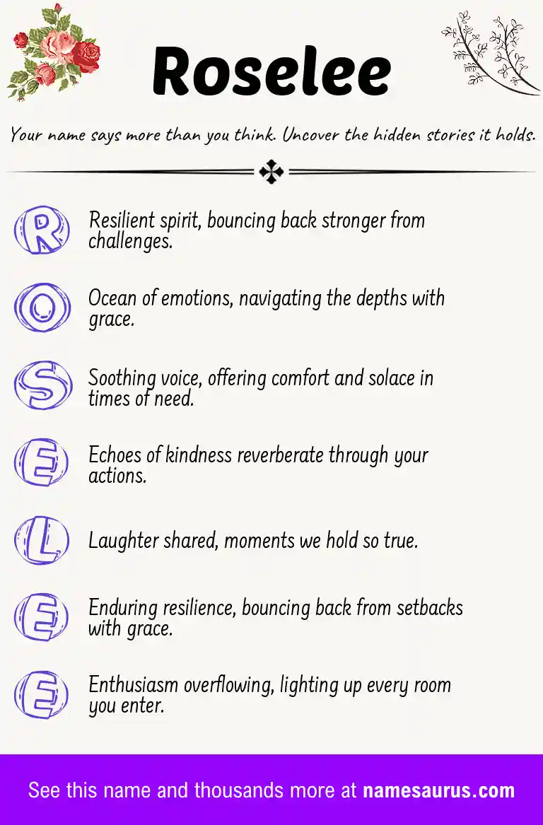 Acrostic poem about Roselee.