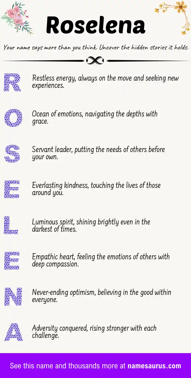 Acrostic poem about Roselena.