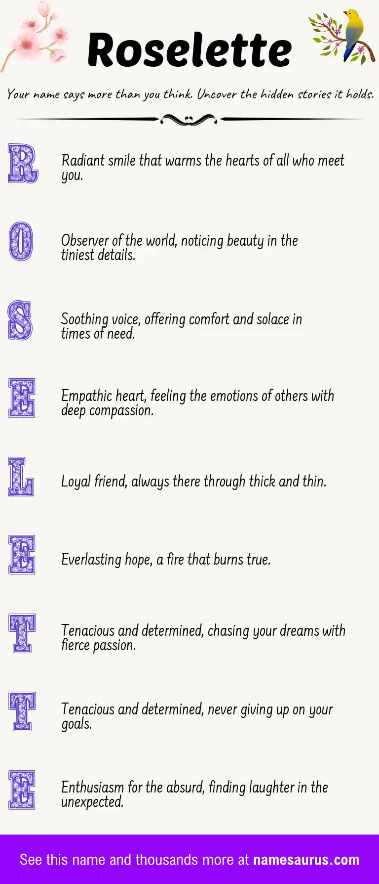 Acrostic poem about Roselette.