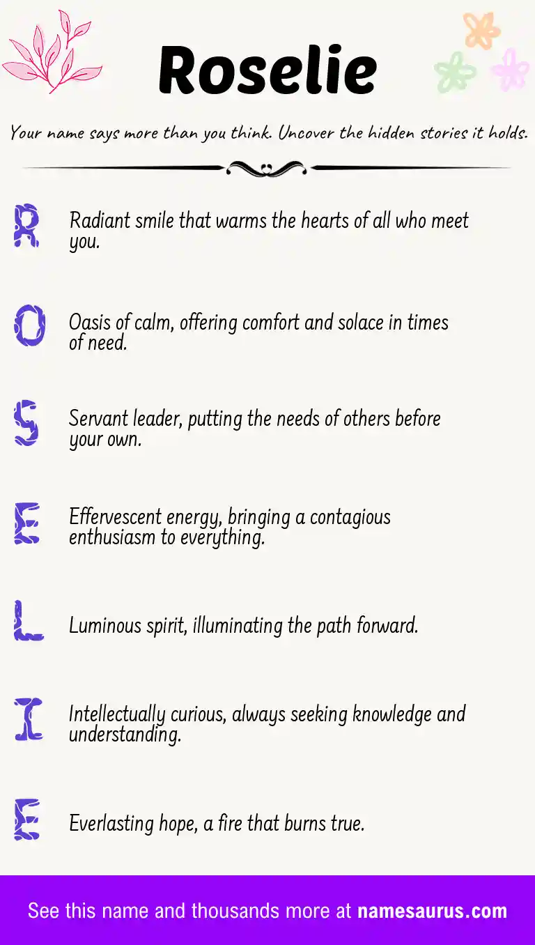 Acrostic poem about Roselie.