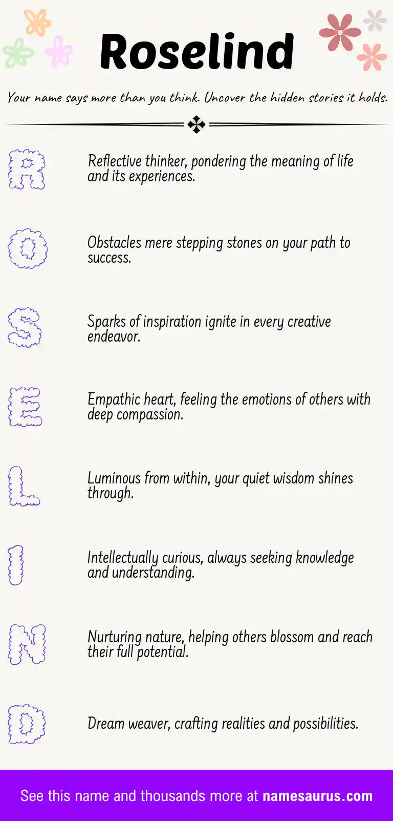 Acrostic poem about Roselind.