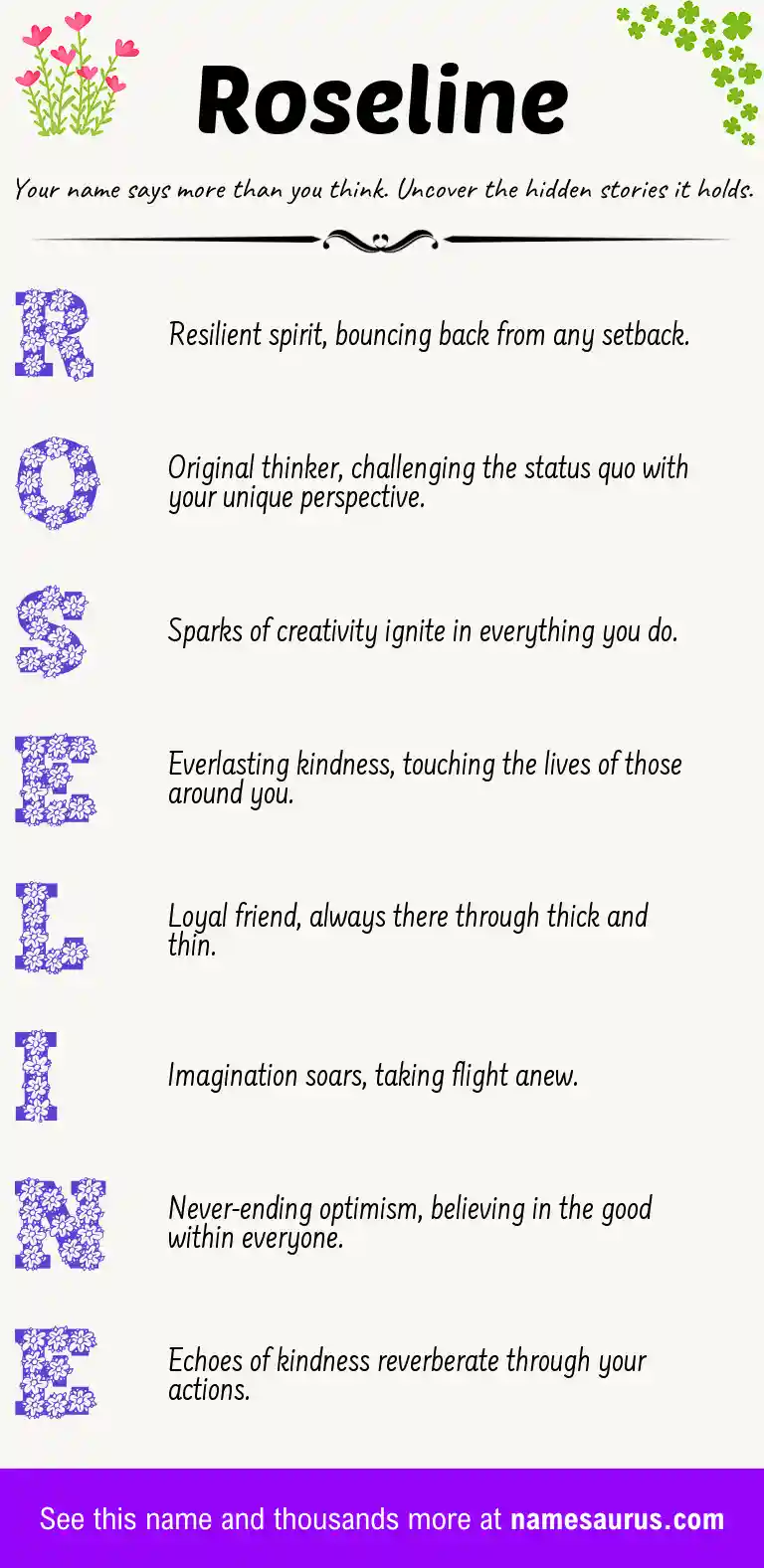 Acrostic poem about Roseline.