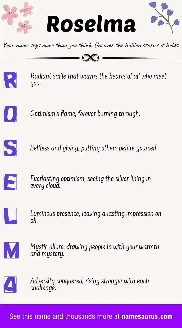 Acrostic poem about Roselma.