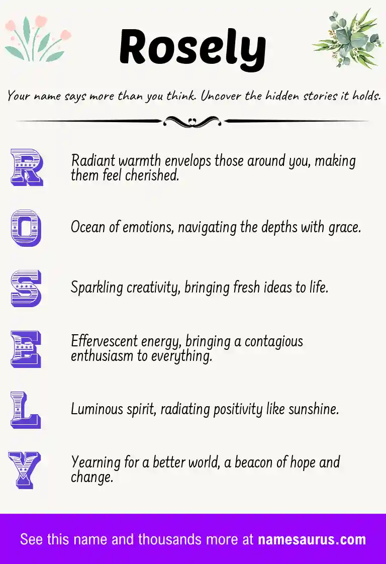 Acrostic poem about Rosely.