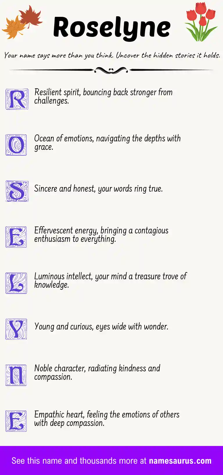 Acrostic poem about Roselyne.