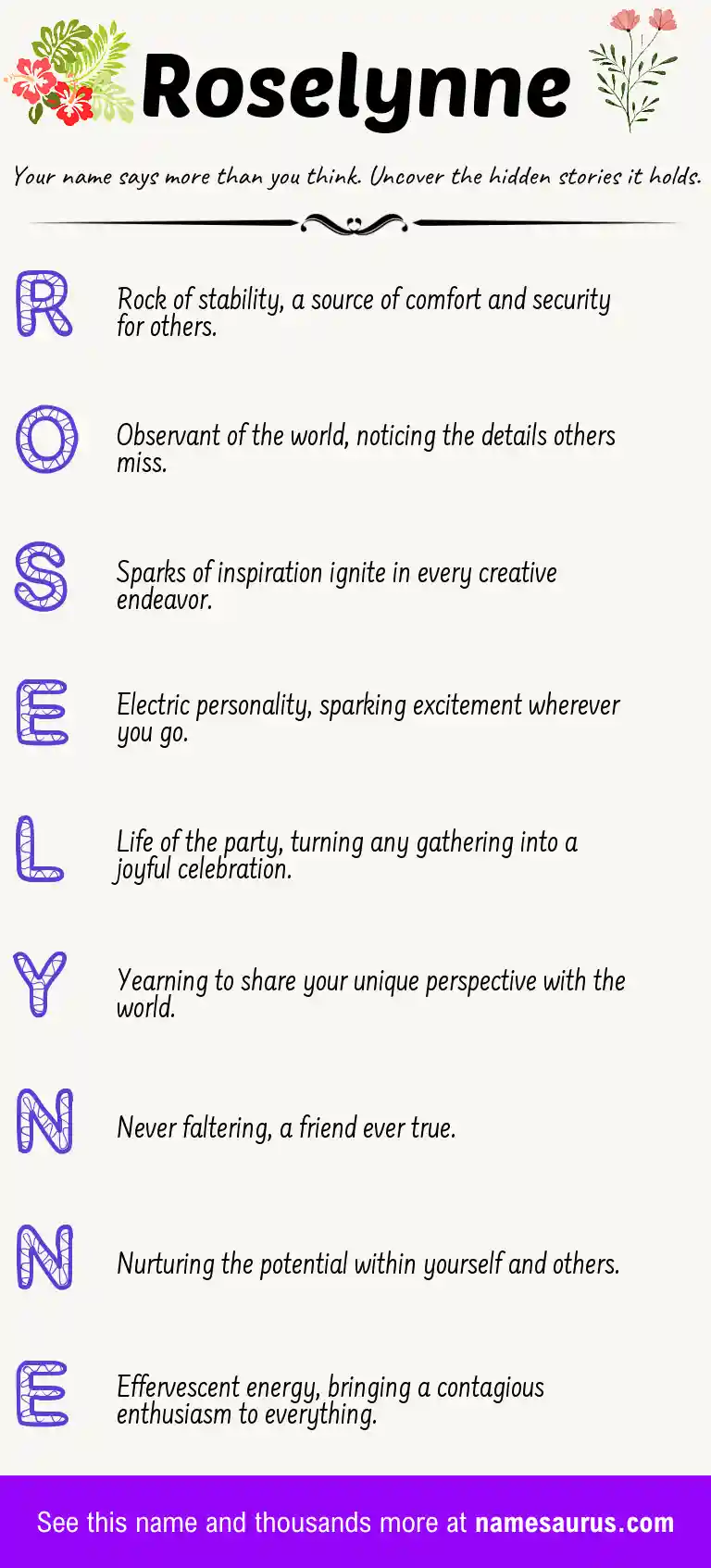Acrostic poem about Roselynne.