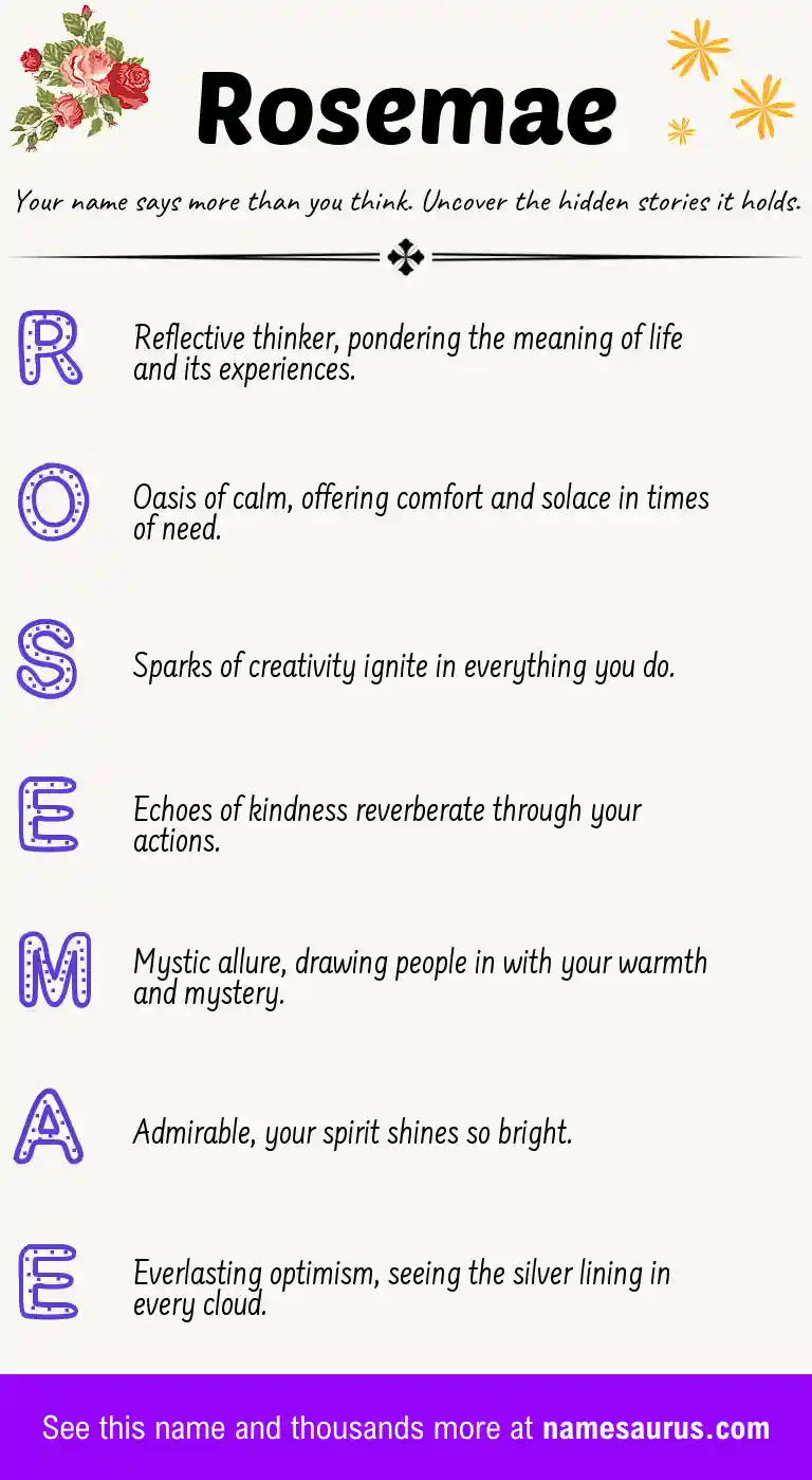 Acrostic poem about Rosemae.