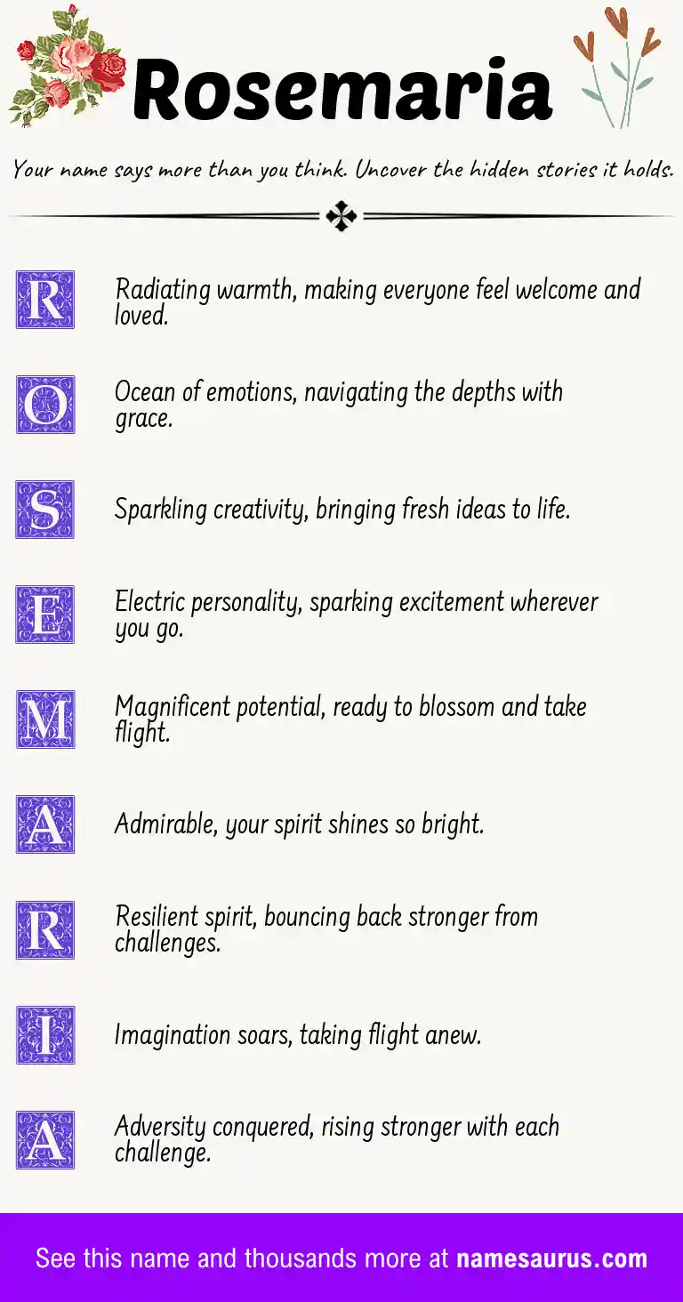 Acrostic poem about Rosemaria.