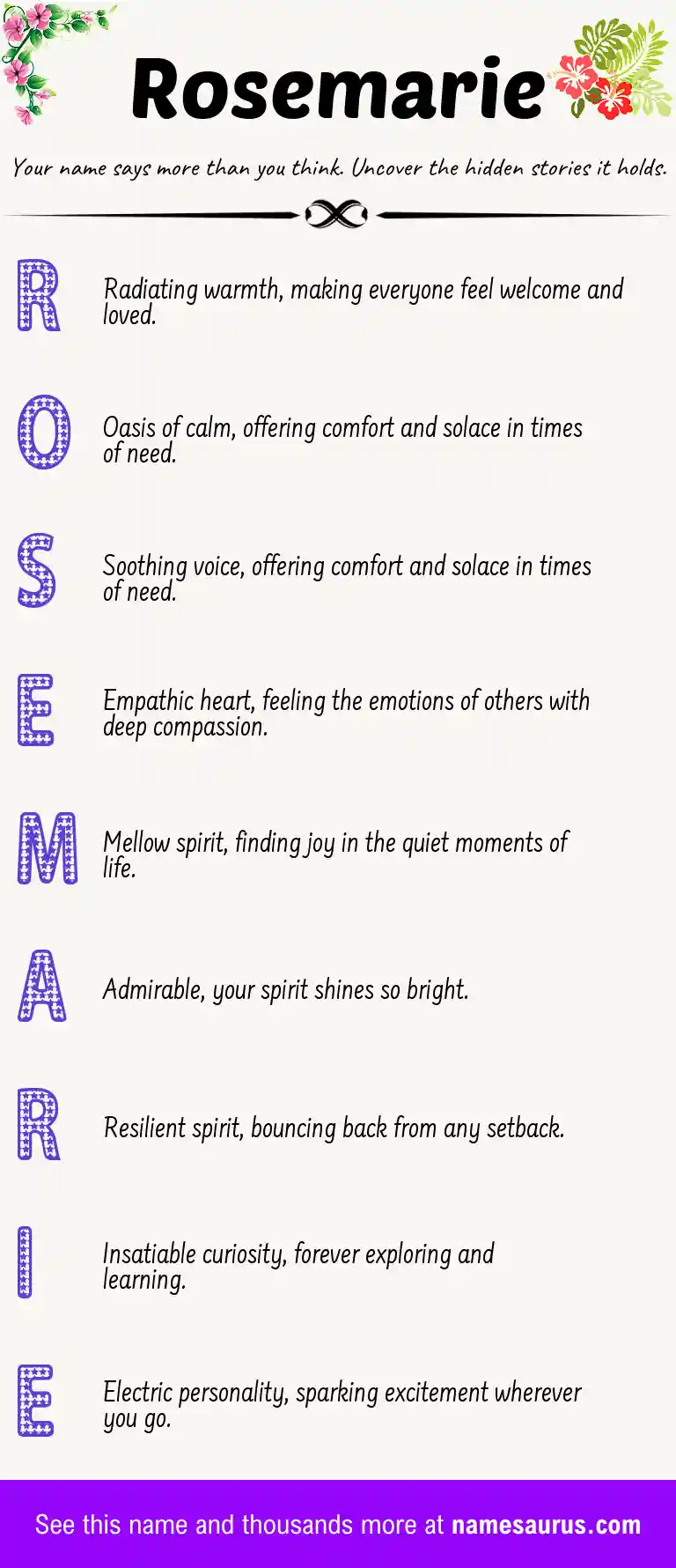 Acrostic poem about Rosemarie.