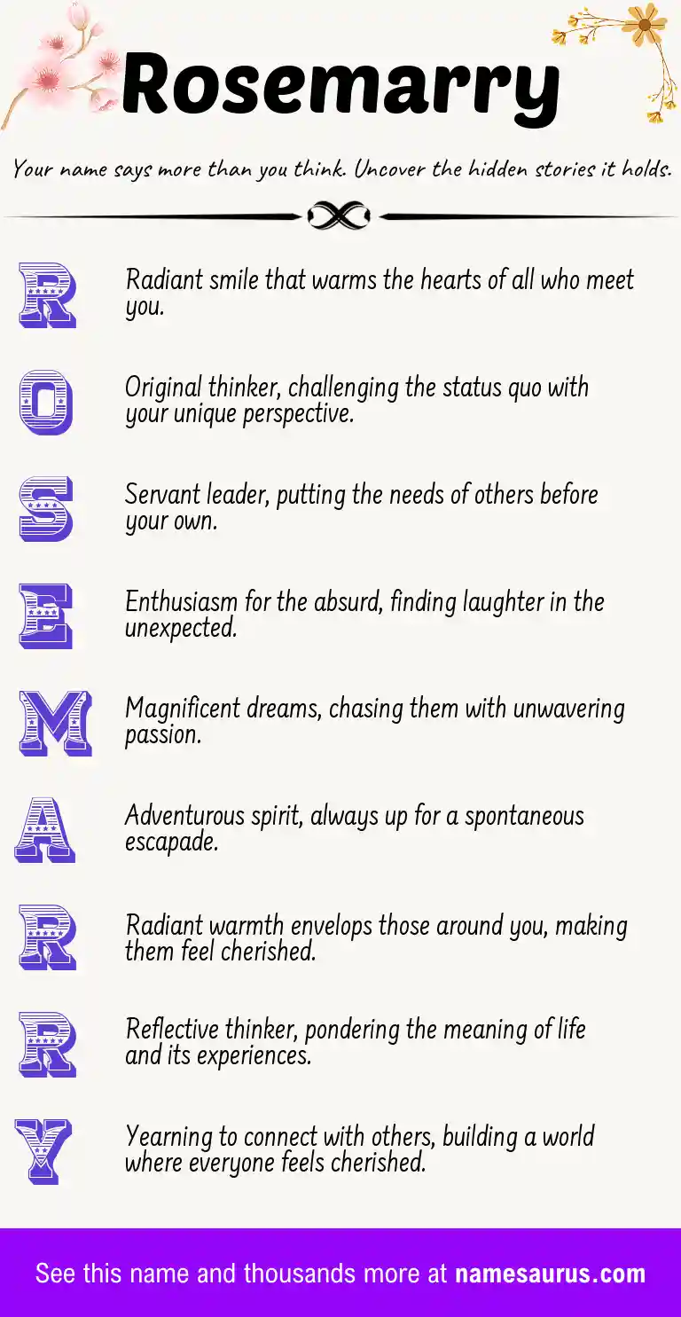 Acrostic poem about Rosemarry.