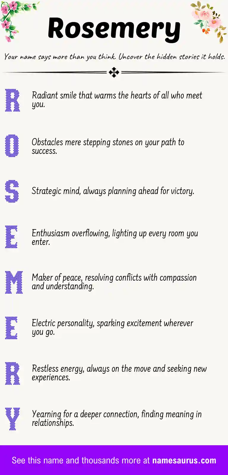 Acrostic poem about Rosemery.