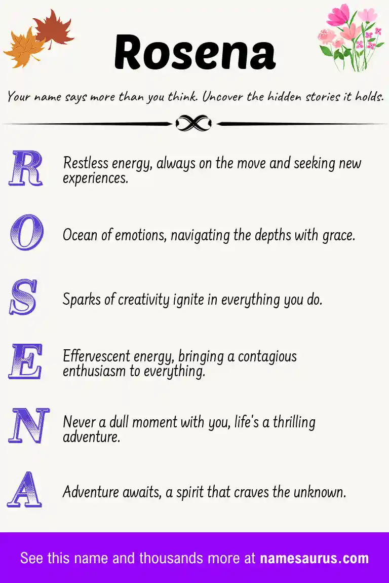 Acrostic poem about Rosena.