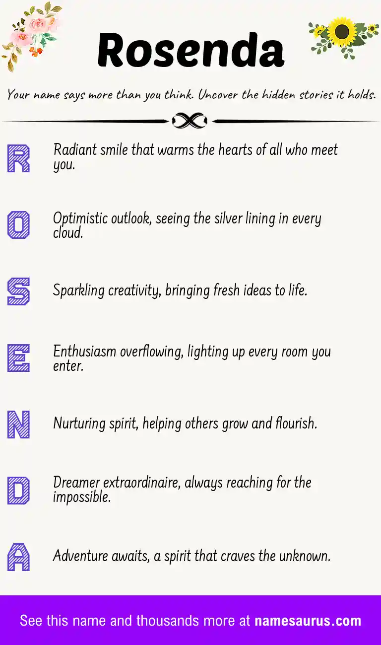 Acrostic poem about Rosenda.