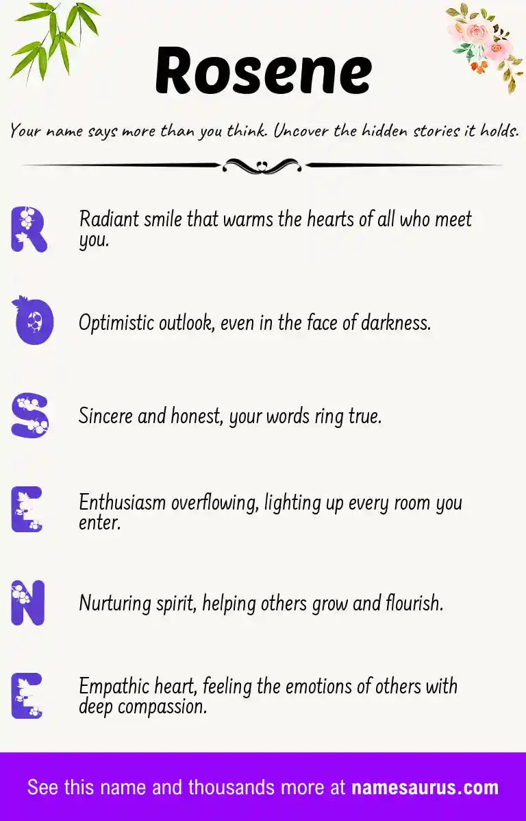 Acrostic poem about Rosene.