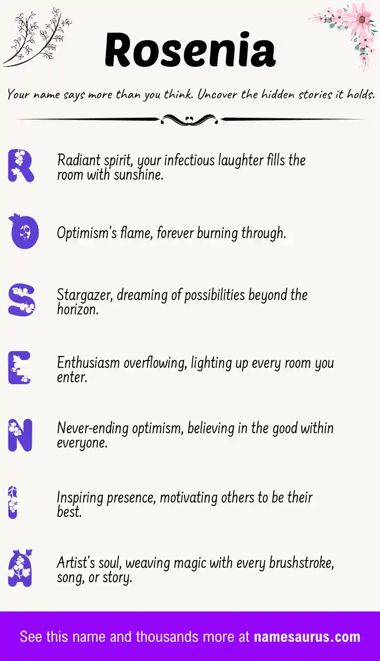 Acrostic poem about Rosenia.
