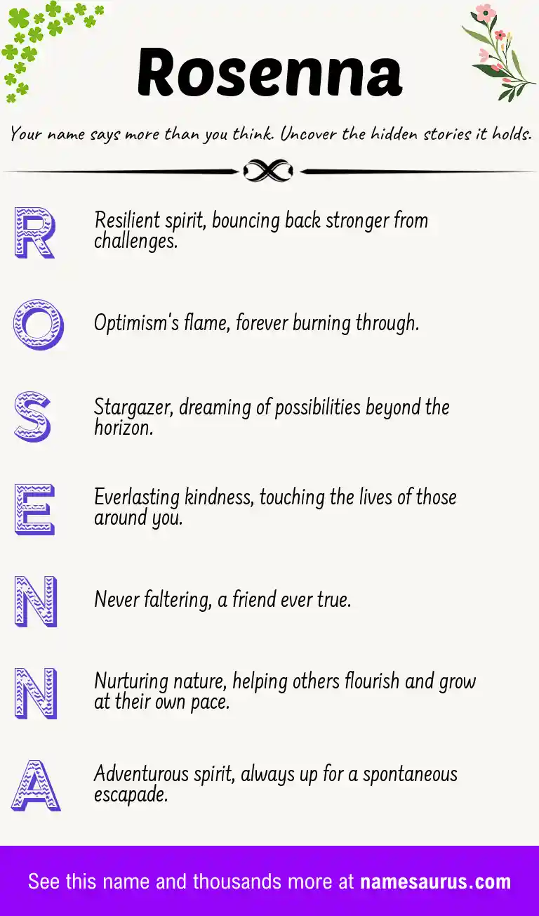 Acrostic poem about Rosenna.