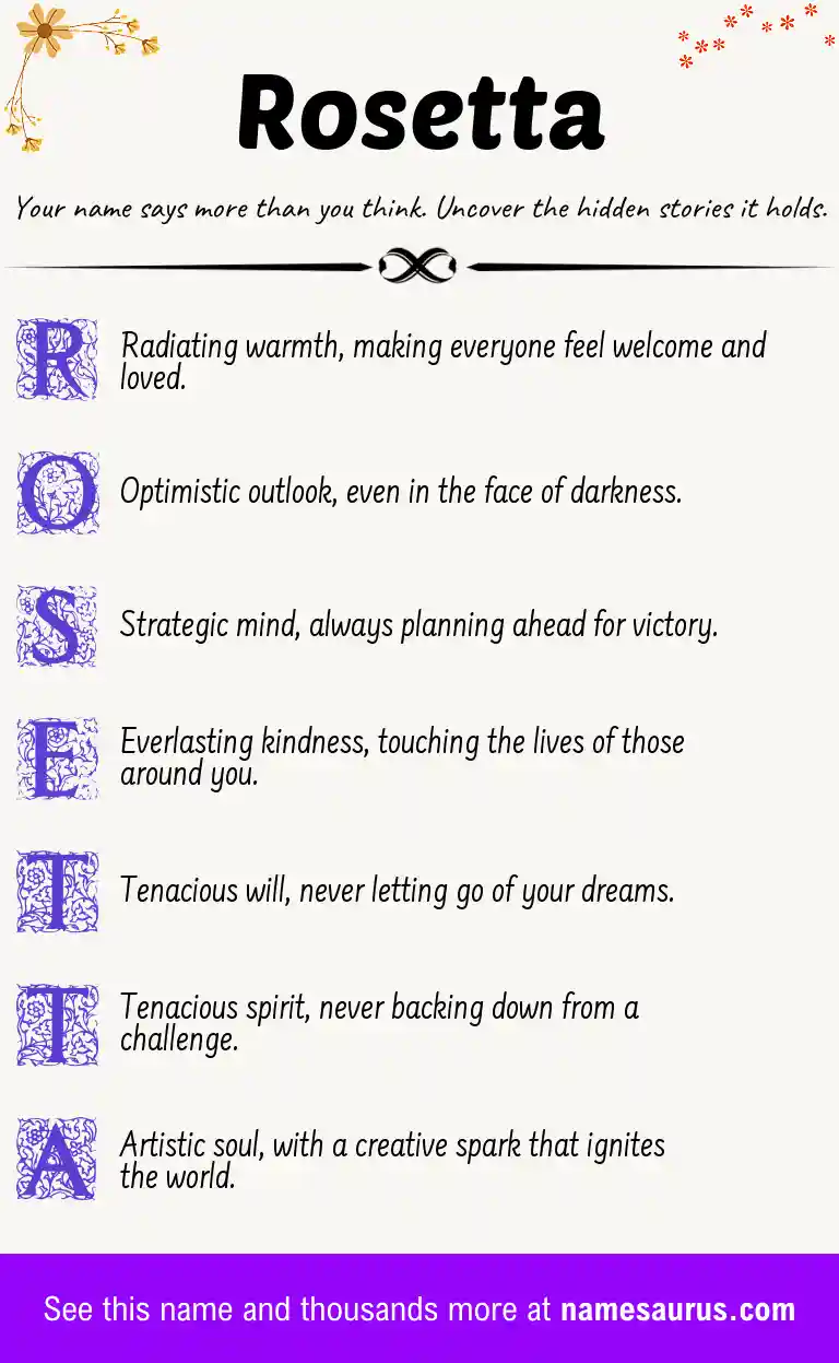 Acrostic poem about Rosetta.