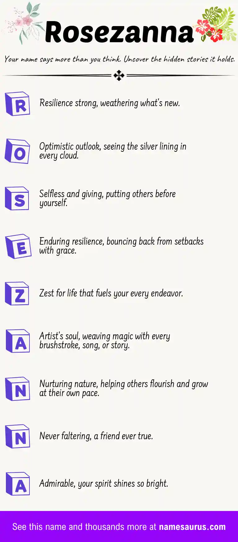 Acrostic poem about Rosezanna.